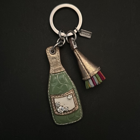 Coach Leather Champagne Bottle Fob Keychain - Picture 2 of 8